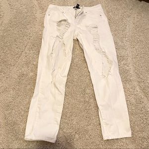 Forever 21: White boyfriend leg opening jeans